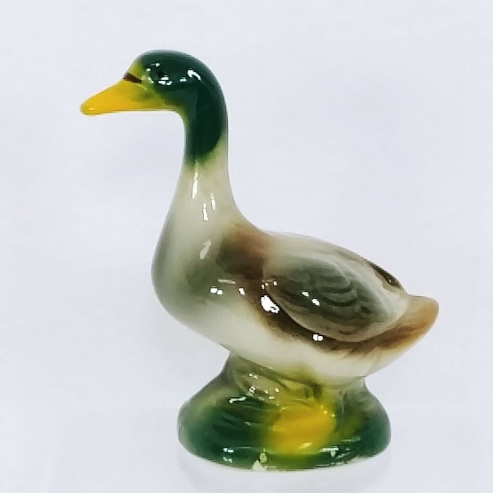Mallard Duck Figurine Handcrafted Collectibles Ceramic Brazil 6" Vintage